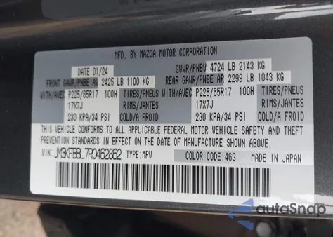 2024 Mazda Cx-5 2.5 S Select from USA, damaged, VIN JM3KFBBL7R0462862